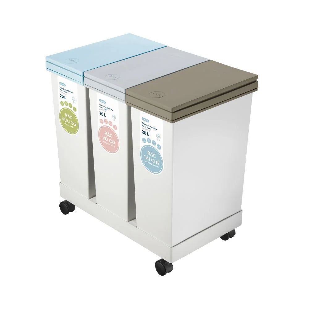 Hiro triple compartment waste sorting bin
